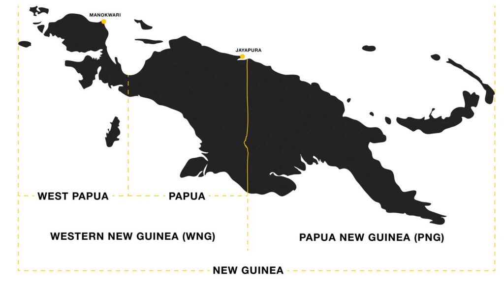 map explaining difference between west papua and papua and papua new guinea